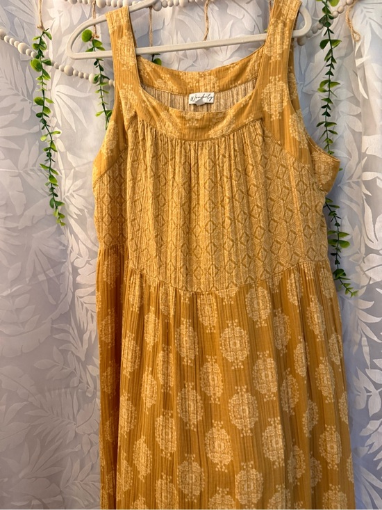 Wonderly Dresses & Skirts - Wonderly Mustard Floral-Print Smocked Midi Dress XXL Sundress